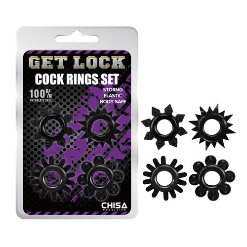 Cock Ring Set Black 4pcs.