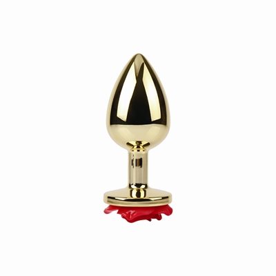 METALIK Guld Rød Rose Small Metal buttplug